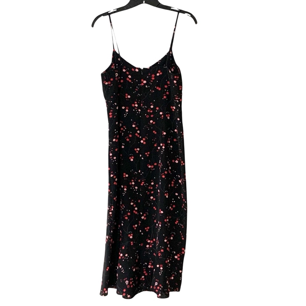 Vintage Express Black Red & Pink Y2K Style Midi Dress Women’s Size 9/10
